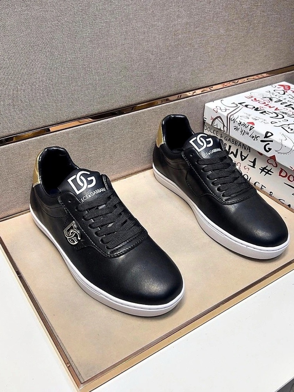 Dolce & Gabbana Black & Gold Sneakers